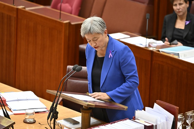 Senator the Hon Penny Wong speaking in the Senate during question time