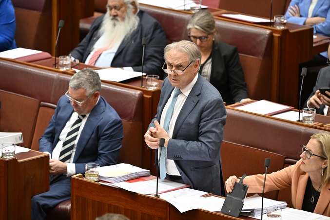Senator the Hon Don Farrell responds to a question during question time