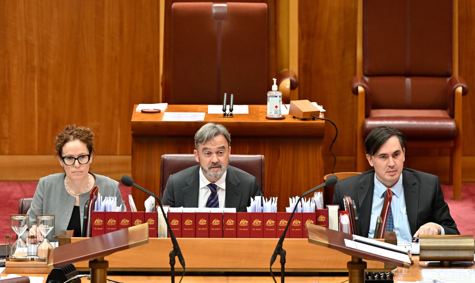 Senator Andrew McLachlan sitting at the table for committee of the whole