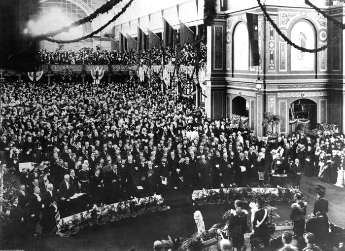 The First Commonwealth Parliament was opened by the Duke of York in the Exhibition Building, Melbourne, on 9 ;May, 1901