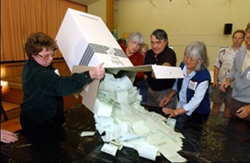 AEC staff counting the votes on an election day