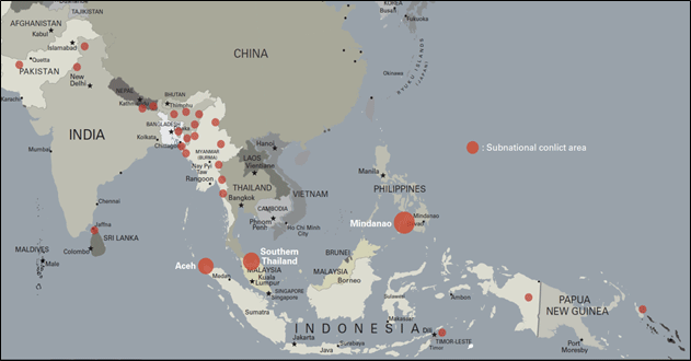 Figure 7: Sub-national conflicts in Asia