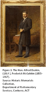 Figure 3: The Hon. Alfred Deakin, (1914 ), Frederick McCubbin (1855–1917).