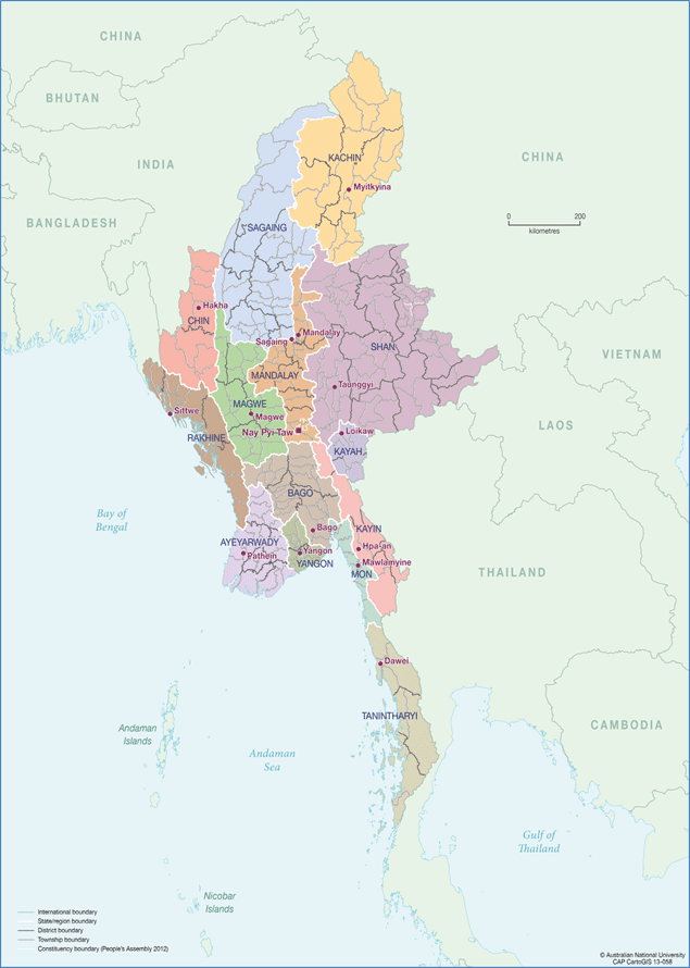Annex A: Regions, districts, townships, and lower house constituencies (2012