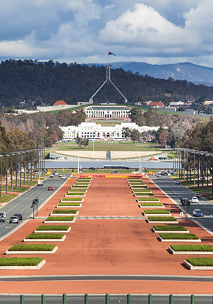 Parliament House view from the War Memorial