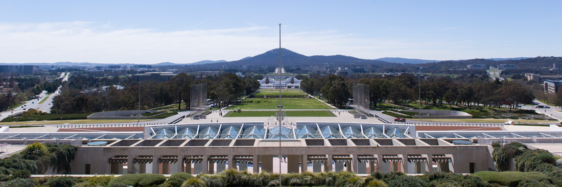 View from the roof of Parliament House towards the Australian War Memorial