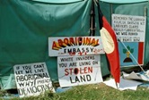 Aboriginal Tent Embassy outside Parliament House, Canberra, 1974