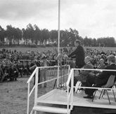 Prime Minister the Rt Hon. Malcolm Fraser addresses guests at the ceremony to turn the first sod for construction of the new and permanent Parliament House, Capital Hill, Canberra