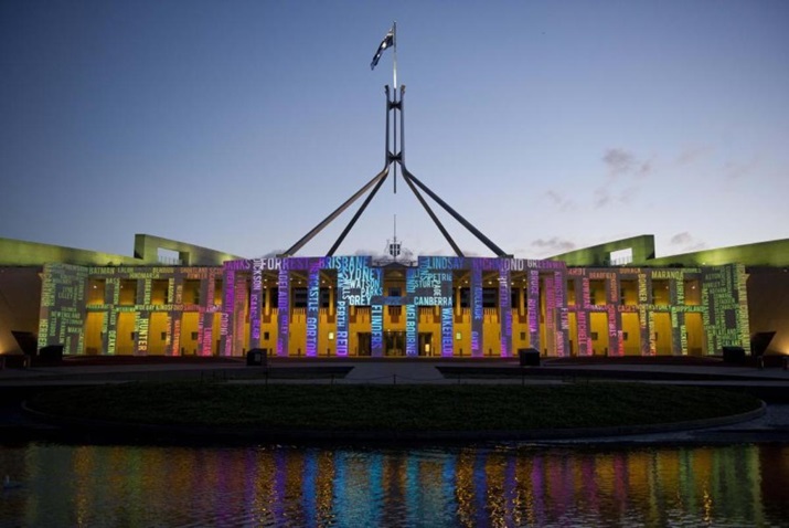 Australian Parliament House during the Enlighten Festival, 2011