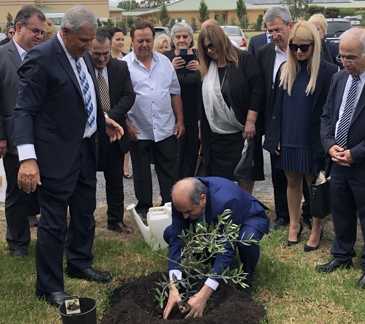 President of the House of Representatives in Cyprus, His Excellency Mr Dimitris Syllouris and his delegation planting a tree.