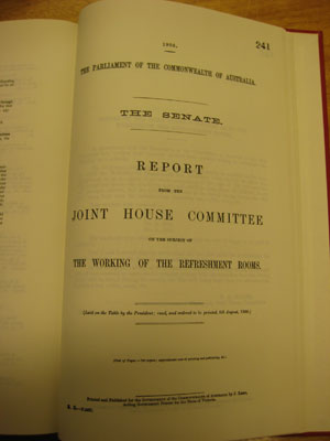 Report on the working of the refreshment rooms