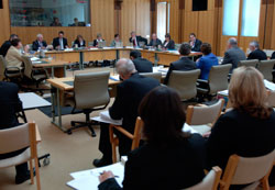 The Rural and Regional Affairs and Transport Legislation Committee taking evidence from witnesses in Parliament House (Photo courtesy of AUSPIC)