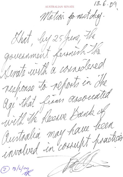 Handwritten notice of motion