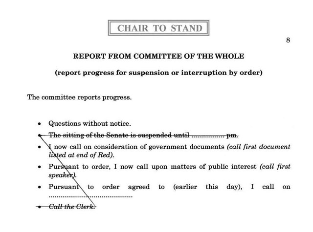 An example of a pro forma report from a committee