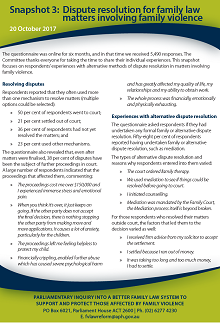 Thumbnail of Snapshot 3 – Dispute Resolution for Family Law Matters involving Family Violence