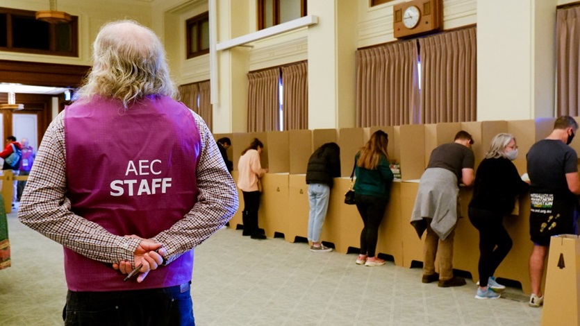 A polling place during a federal election