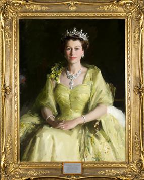 Her Majesty Queen Elizabeth II, 1954 by Sir William Dargie (1912–2003). Courtesy of Parliament House Art Collection Canberra, ACT.