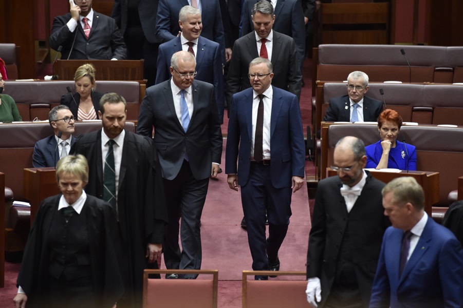 Members of the House arrive for the Governor-General’s opening address