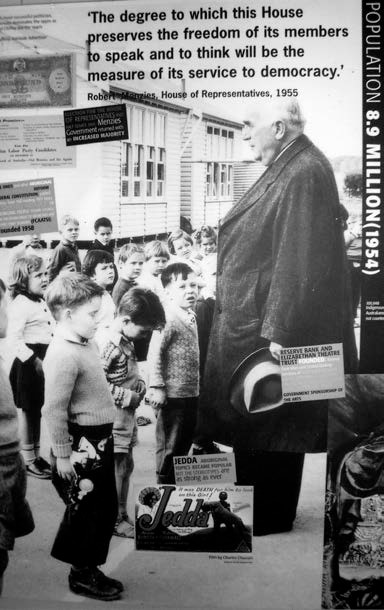 Display panel at a 2006 exhibition at the Museum of Australian Democracy, Old Parliament House. Image courtesy of Andrew Moore