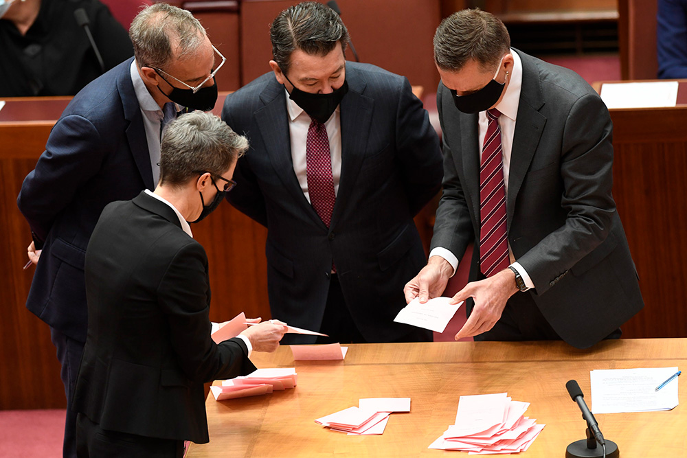 Votes being counted in the Senate chamber