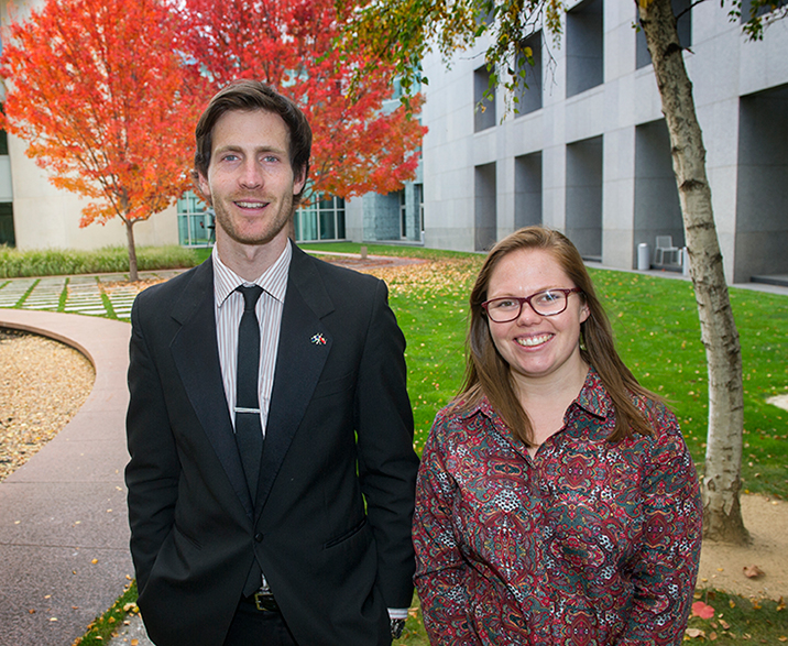 Two of the department’s 2015 graduate program participants, Michael Currie and Georgina Alsop. Photo: David Foote AUSPIC/DPS.