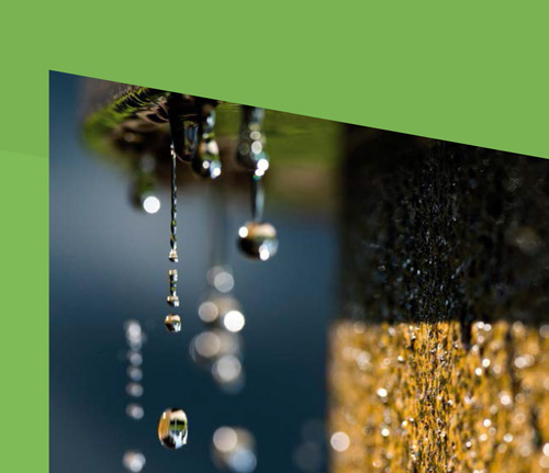 Cover page for Part 2 Departmental overview. Image of dripping water