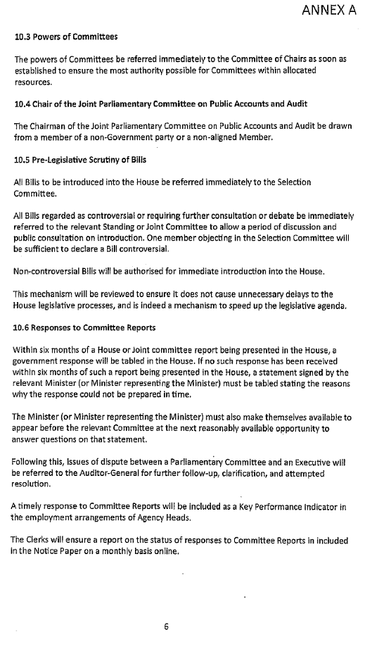 Agreement for a better Parliament