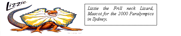 Lizzie the Frill neck Lizard, mascot for the 2000 Paralympics in Sydney.