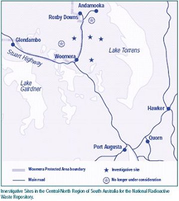 Investigative sites in the central north region of South Australia