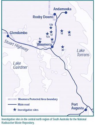 Investigative sites in the central north region of South Australia