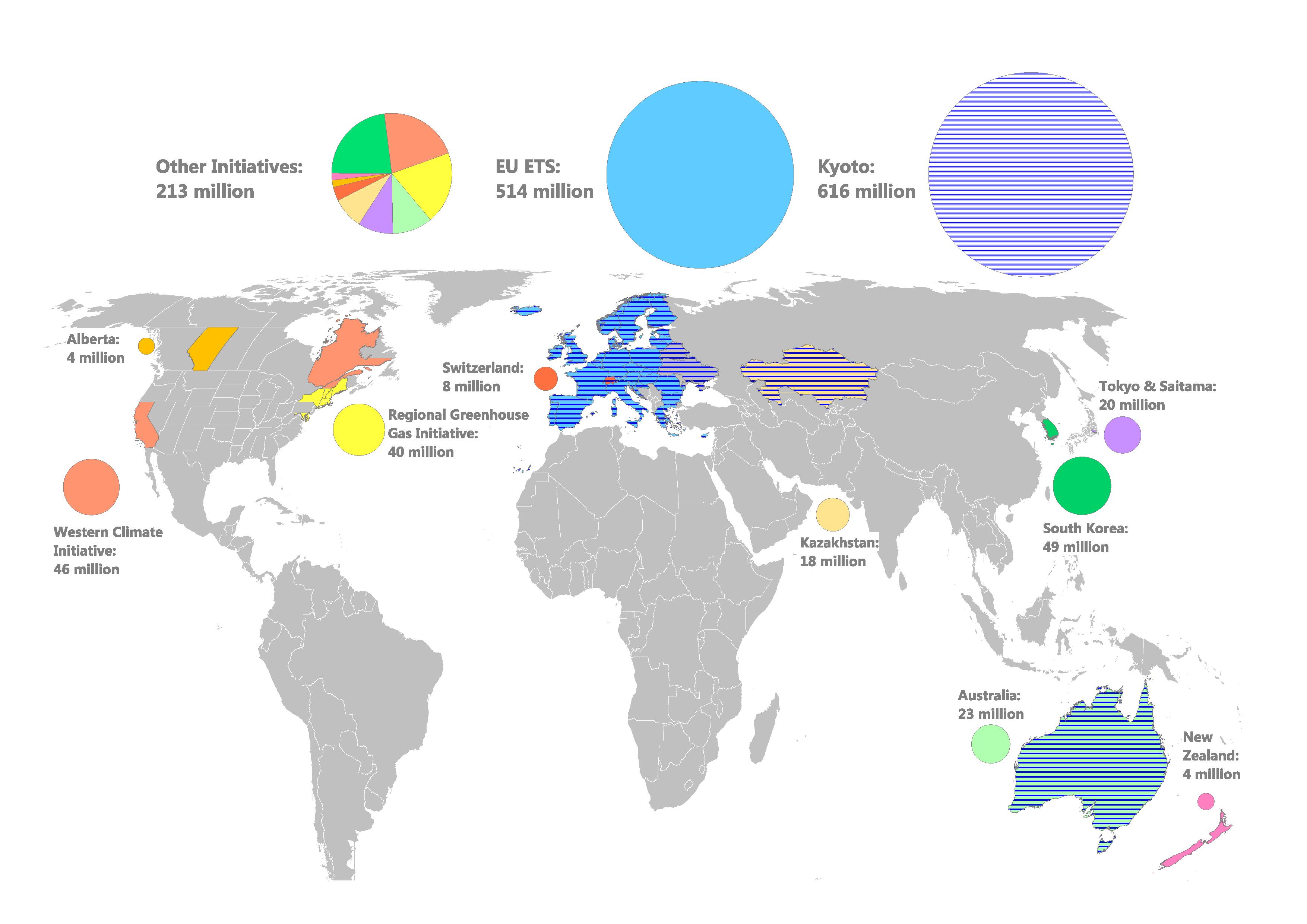 Appendix 1: Map showing countries with an ETS and their populations