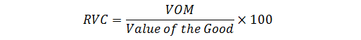 RVC = VOM / Value of the Good × 100