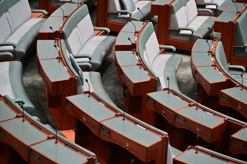 Empty seats at The House of Representatives inside Australia Parliament House