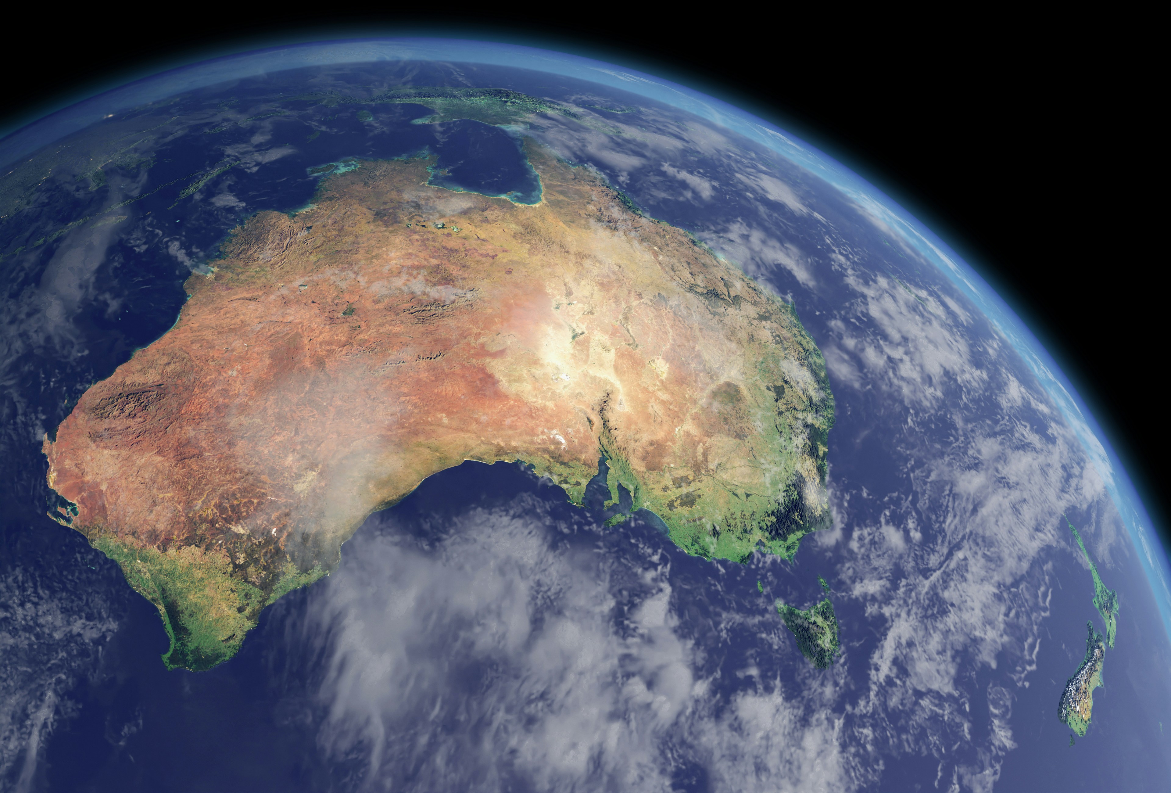 Landmass of Australia from space