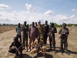 Australian Army officer Colonel John Carey meets members of the Sudan People's Liberation Army - in Opposition during a monitoring and verification patrol activity near Akobo, South Sudan.