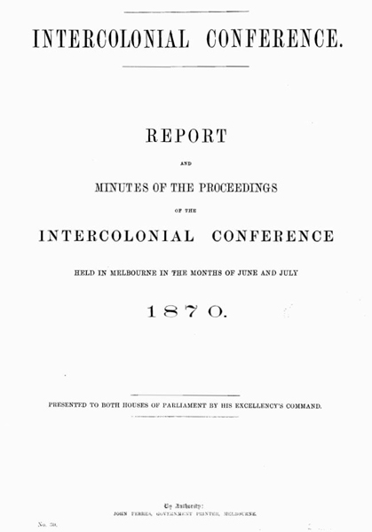 The June 1870 intercolonial conference and the path to Federation