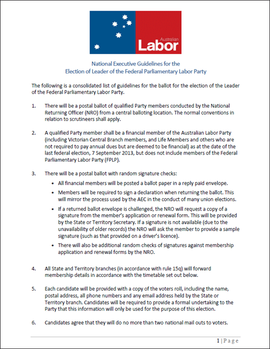 Process for election of Labor leader