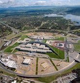 Parliament House from helicopter view above