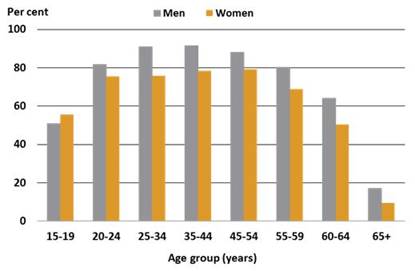 3. Participation rate by selected age groups, 2017—annual average