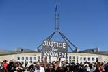 Women's march for justice out the front of parliament house