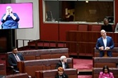 Senator Pocock's first speech being interpreted into Auslan