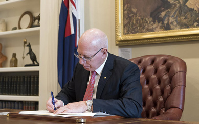 The Governor-General assents to an Act of Parliament