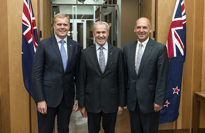 The Right Honourable David Carter MP with Speaker the Hon Tony Smith MP and President of the Senate the Hon Stephen Parry