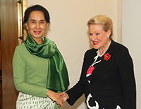 Aung San Suu Kyi with Hon Bronwyn Bishop MP, Speaker of the House of Representatives