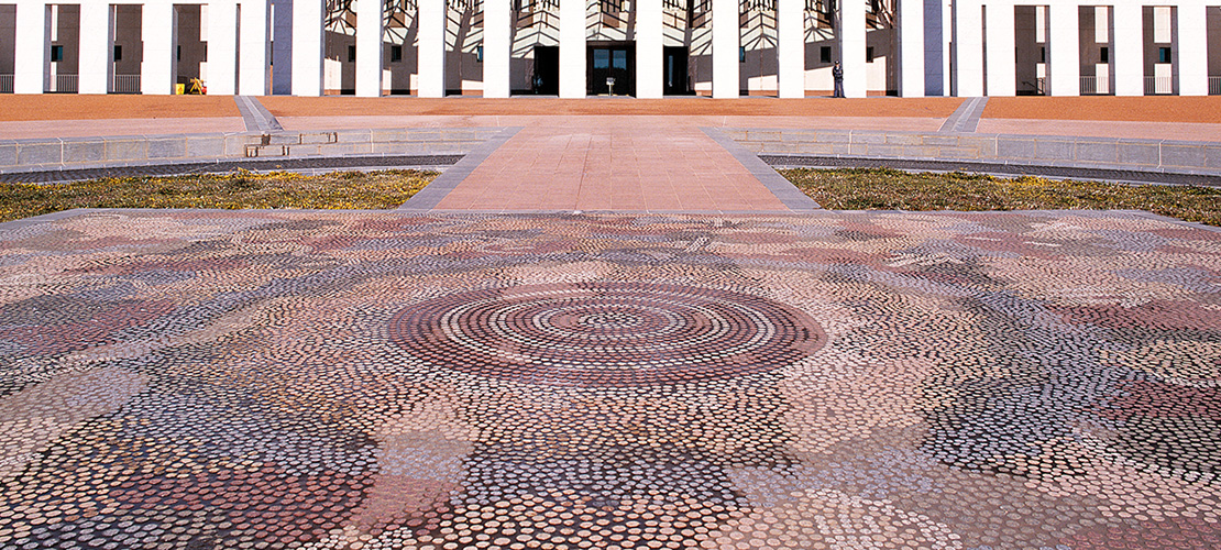 Forecourt Mosaic Pavement by Kumantye Jagamara at Parliament House