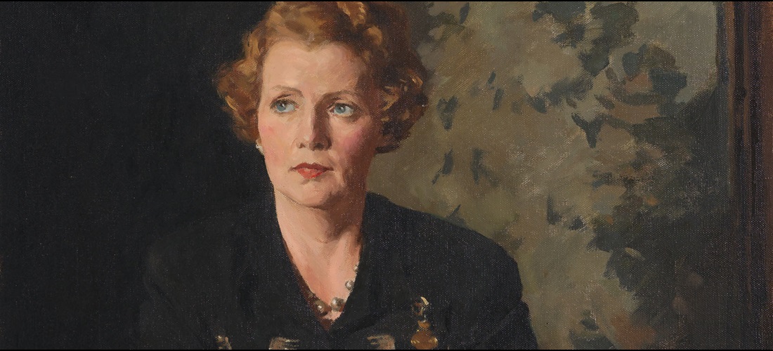 Detail of portrait of Senator Margaret Tangney by Archibald Colquhoun for the Historic Memorials Collection.