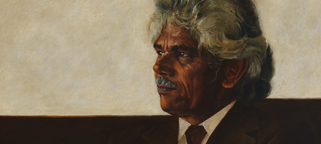 Detail of portrait of Member of Parliament Neville Bonner by Wes Walters for the Historic Memorials Collection.