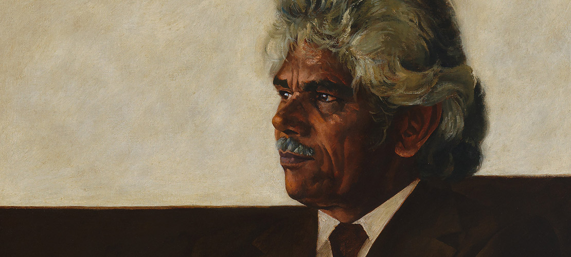 Detail of portrait of Member of Parliament Neville Bonner by Wes Walters for the Historic Memorials Collection.