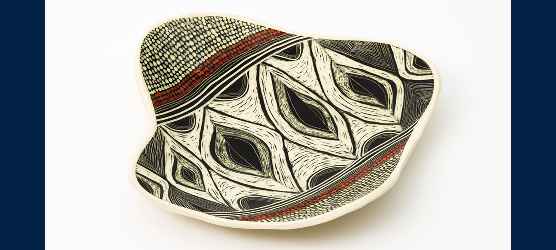 Large shallow bulga platter by Penny Evans