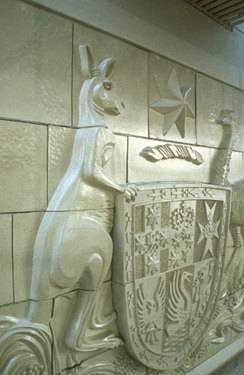 Detail of the completed Coat of Arms;